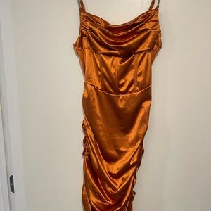 Elegant Orange Satin Dress